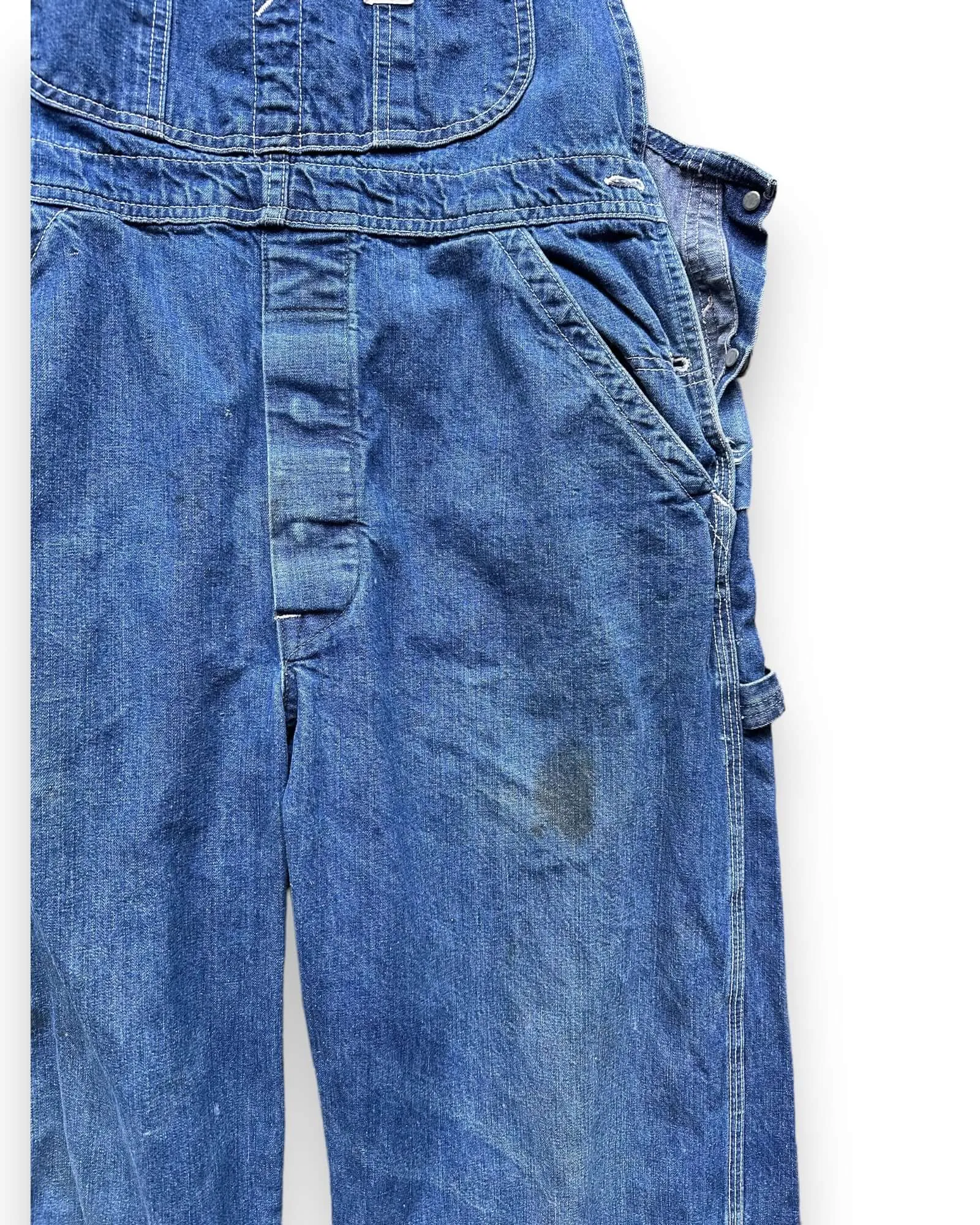 Vintage 70's Era Lee Farm Repaired Denim Overalls W34 | Vintage Denim Workwear Seattle | Seattle Vintage Denim