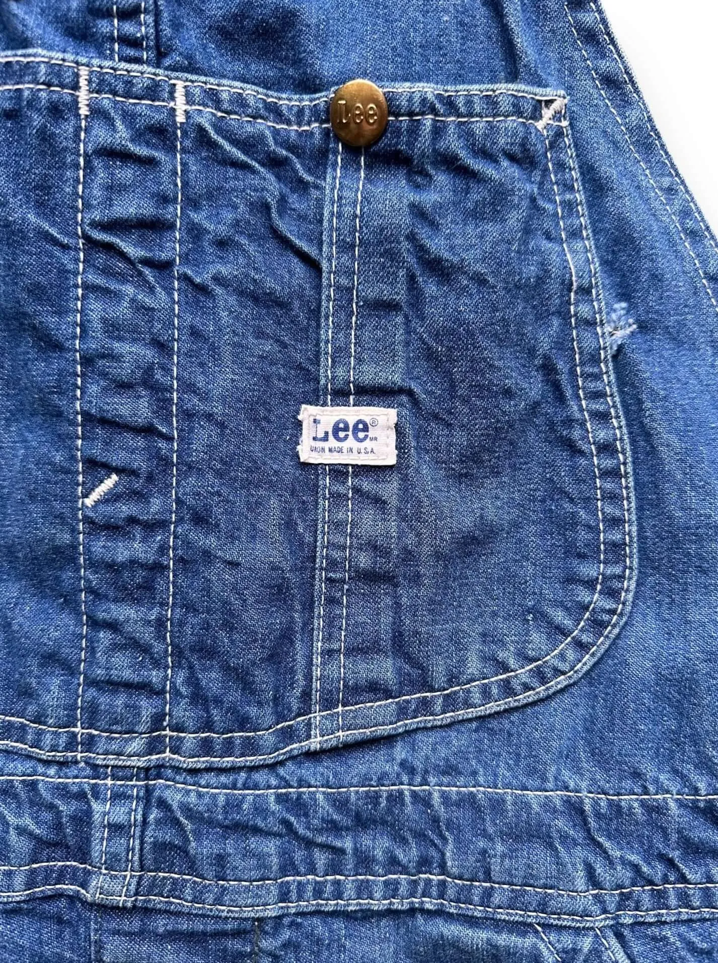 Vintage 70's Era Lee Farm Repaired Denim Overalls W34 | Vintage Denim Workwear Seattle | Seattle Vintage Denim