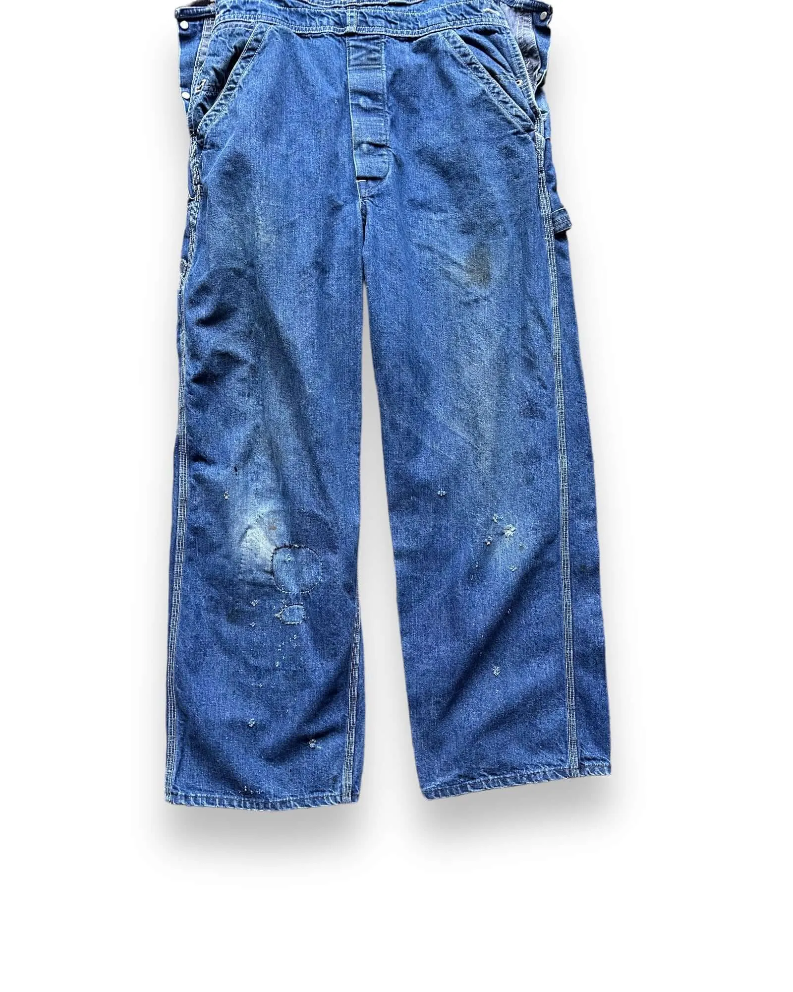Vintage 70's Era Lee Farm Repaired Denim Overalls W34 | Vintage Denim Workwear Seattle | Seattle Vintage Denim