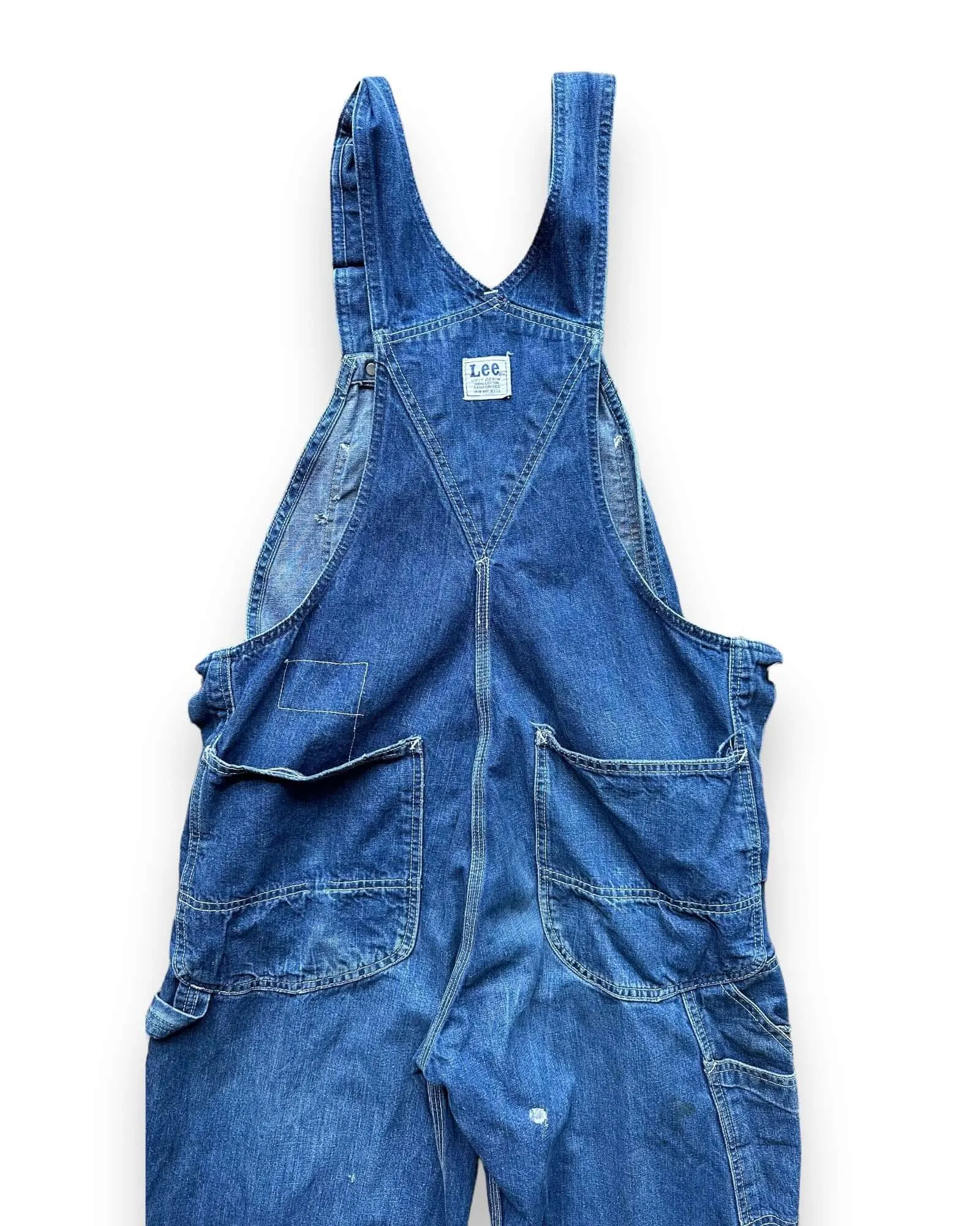 Vintage 70's Era Lee Farm Repaired Denim Overalls W34 | Vintage Denim Workwear Seattle | Seattle Vintage Denim