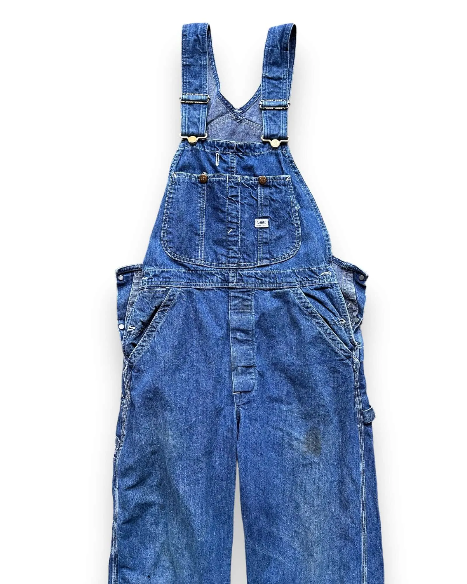 Vintage 70's Era Lee Farm Repaired Denim Overalls W34 | Vintage Denim Workwear Seattle | Seattle Vintage Denim