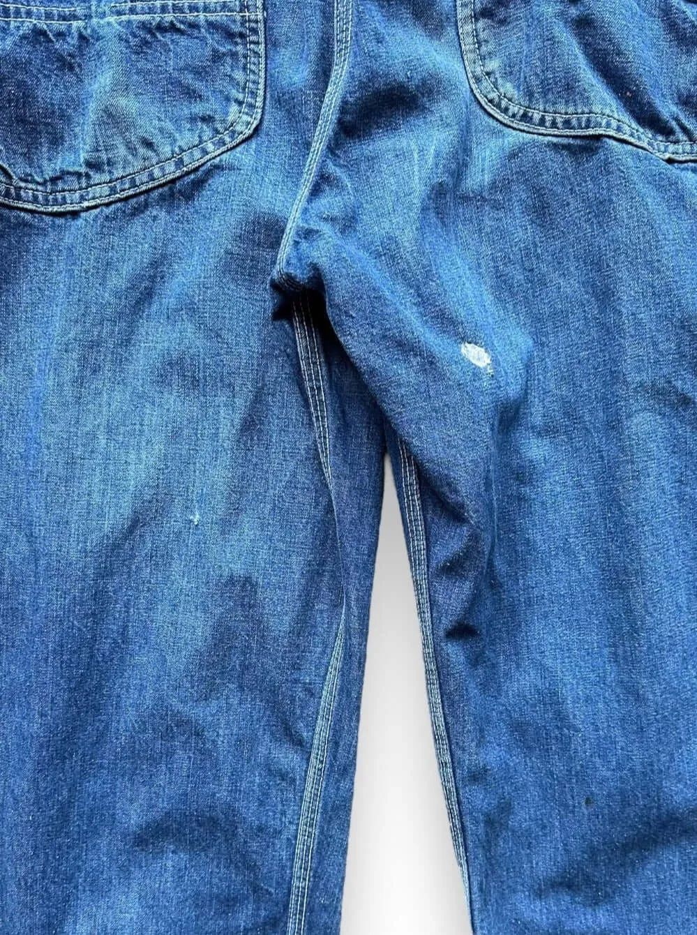 Vintage 70's Era Lee Farm Repaired Denim Overalls W34 | Vintage Denim Workwear Seattle | Seattle Vintage Denim