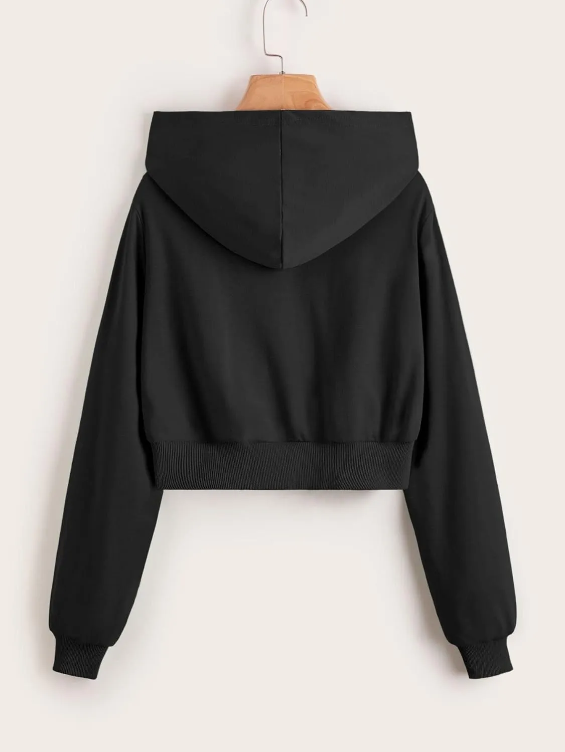 WDIRARA Girl's Zip Front Hoodie Pocket Casual Long Sleeve Sweatshirt Cropped Tops