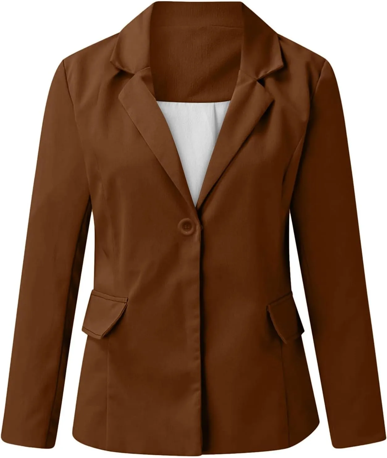 Women Fall Fashion 2024 Blazers Long Sleeve Open Front Button Blazer Jackets Solid Color Work Office Suit Jacket