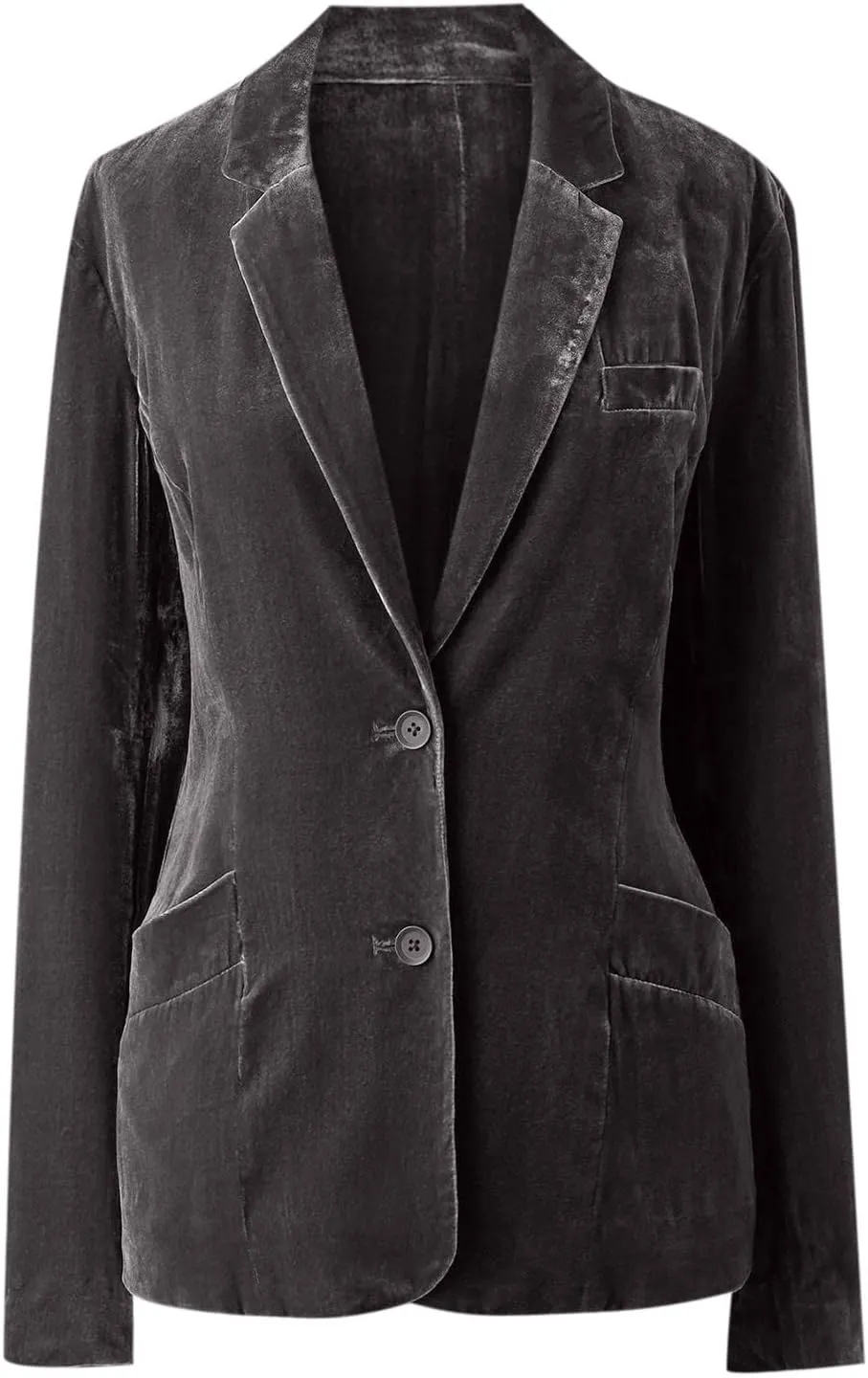 Womens Velvet Blazer Cozy Lightweight Outerwear Retro Buttons Long Sleeve Pokets Jacket Cardigan Coat Office Blazers