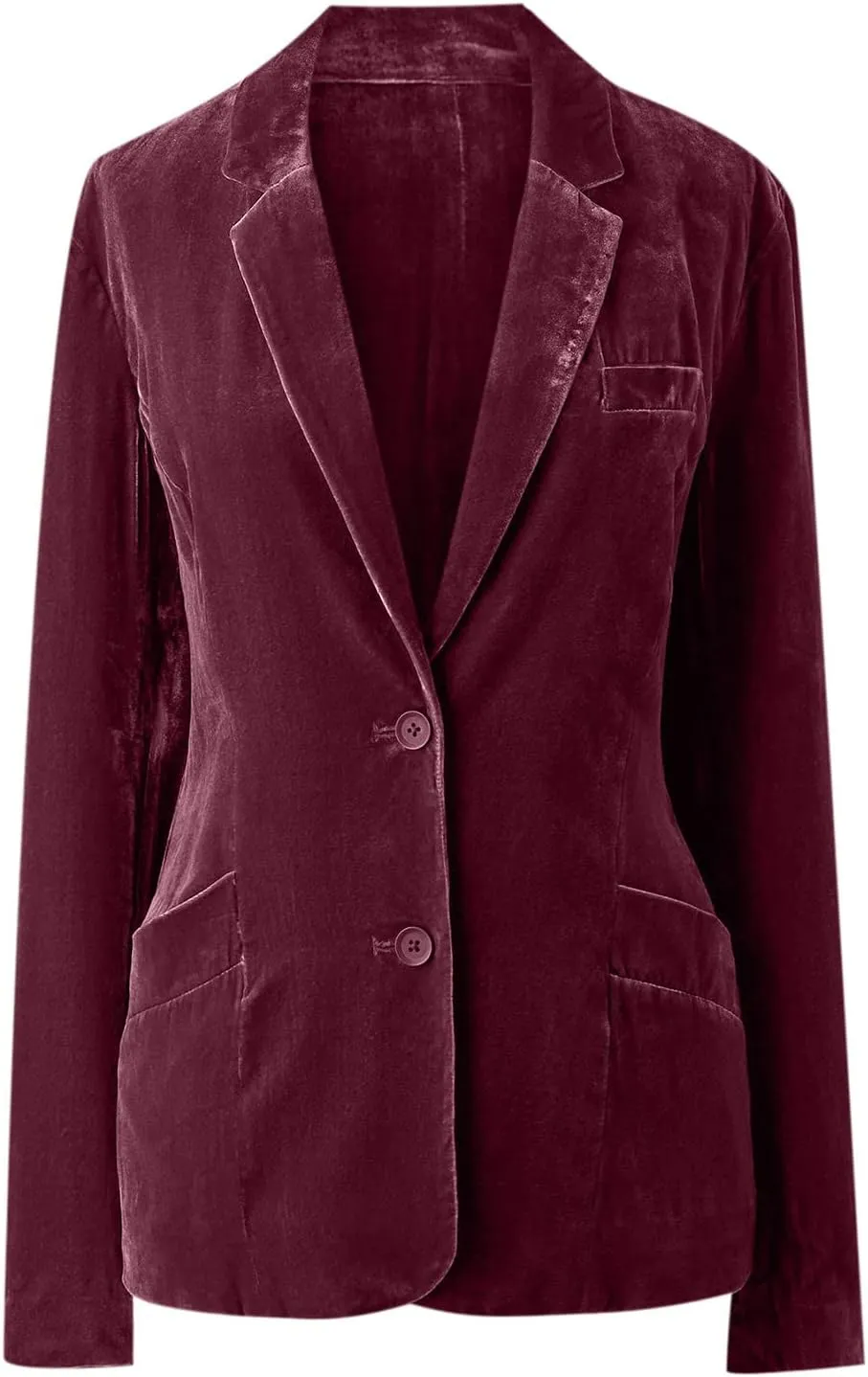 Womens Velvet Blazer Cozy Lightweight Outerwear Retro Buttons Long Sleeve Pokets Jacket Cardigan Coat Office Blazers