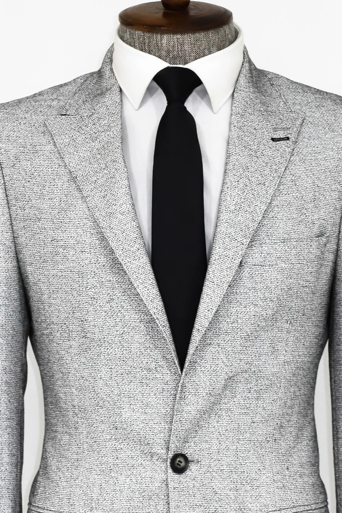 WSS Patterned Slim Fit Grey Men Blazer  - Singen