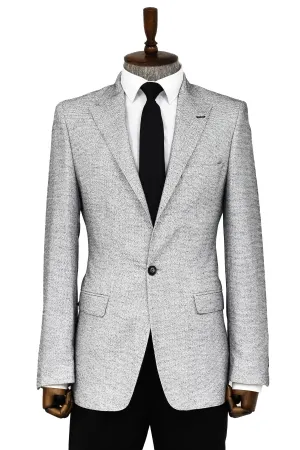 WSS Patterned Slim Fit Grey Men Blazer  - Singen
