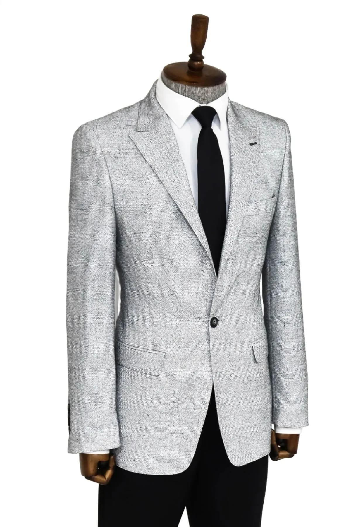 WSS Patterned Slim Fit Grey Men Blazer  - Singen