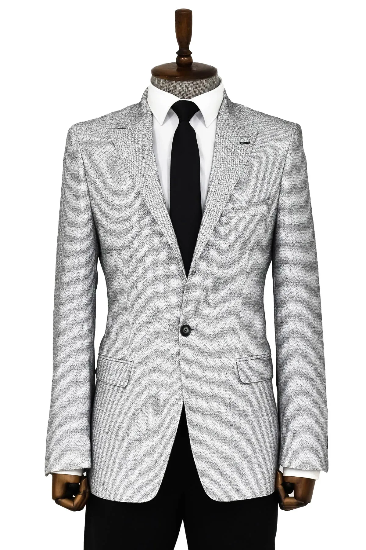 WSS Patterned Slim Fit Grey Men Blazer  - Singen