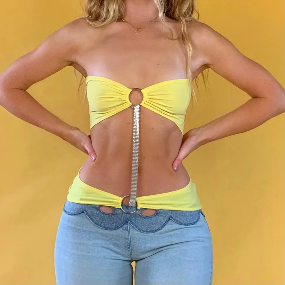 Y2k Belly Chain Tube Top